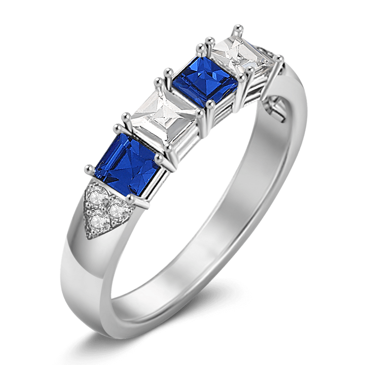 Cissyia.com Personalized Four Square Birthstones Ring in 925 Sterling silver