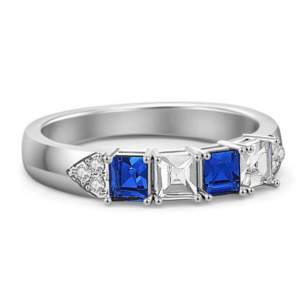 Cissyia.com Personalized Four Square Birthstones Ring in 925 Sterling silver