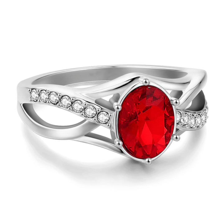 Cissyia.com Personalized Birthstone Split-Shank Ring with Accents