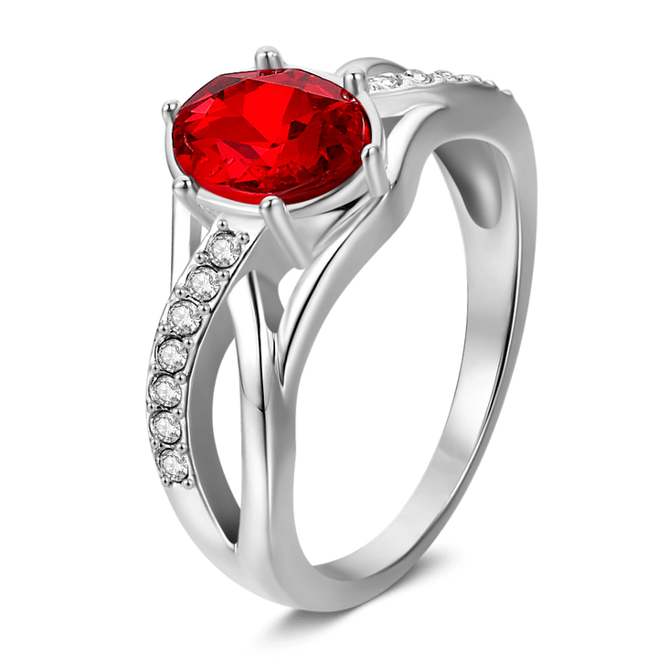 Cissyia.com Personalized Birthstone Split-Shank Ring with Accents