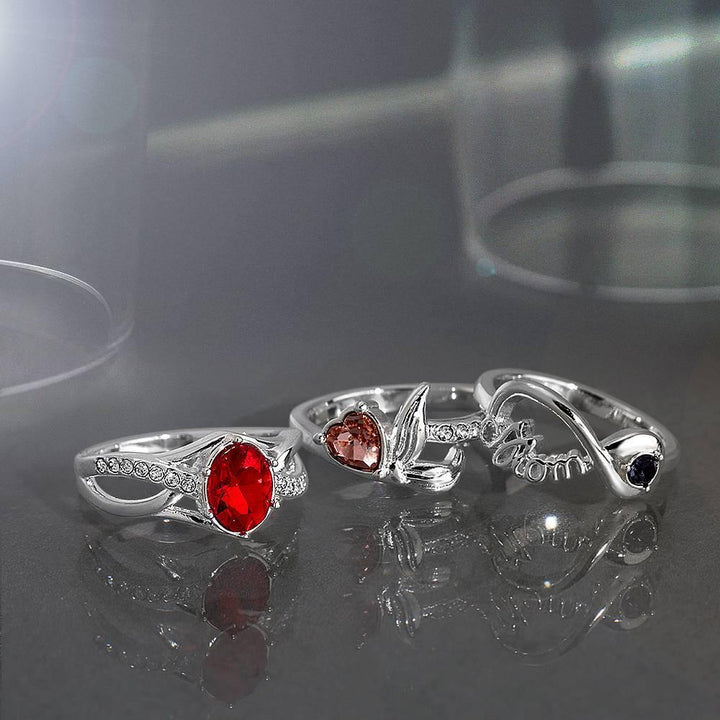 Cissyia.com Personalized Birthstone Split-Shank Ring with Accents