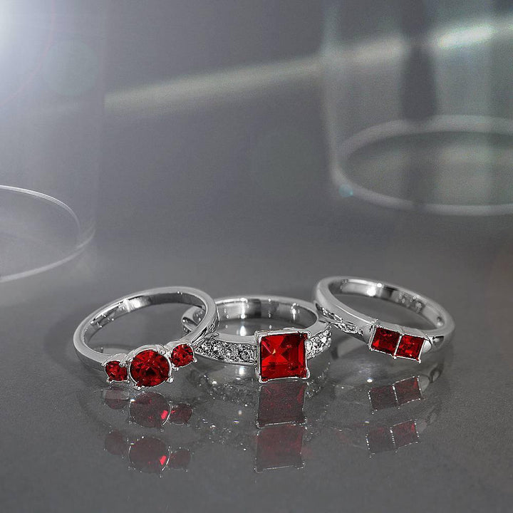 Cissyia.com Personalized Two Square Birthstones Engravable Ring