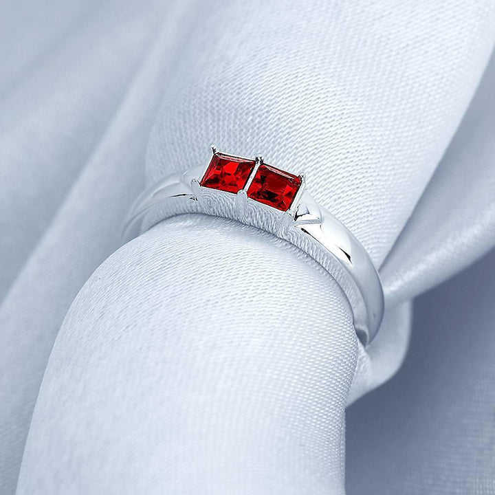 Cissyia.com Personalized Two Square Birthstones Engravable Ring