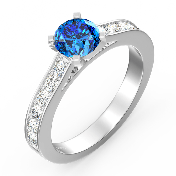 Cissyia.com Personalized Round Birthstone Halo Ring in 925 Sterling Silver