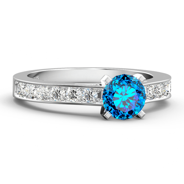 Cissyia.com Personalized Round Birthstone Halo Ring in 925 Sterling Silver
