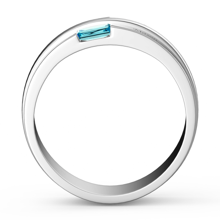 Cissyia.com Men’s Platinum Plated Personalized Two Birthstones Engravable Multi-Row Ring