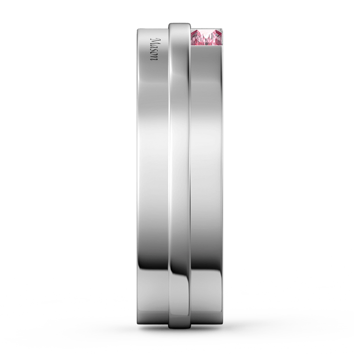 Cissyia.com Men’s Platinum Plated Personalized Two Birthstones Engravable Multi-Row Ring