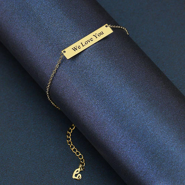 Cissyia.com Platinum Plated Bar Bolo Engraved Bracelet for Kids