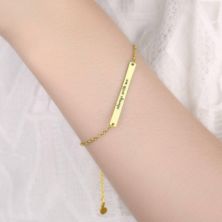 Cissyia.com Rose Gold Plated Personalized Bar Engraved Bracelet