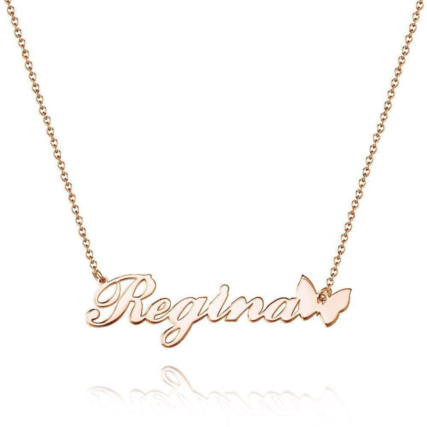 Cissyia.com Rose Gold Plated Personalized Butterfly Name Cut-Out Necklace