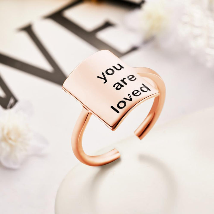 Cissyia.com Personalized Square Engravable Cuff Ring
