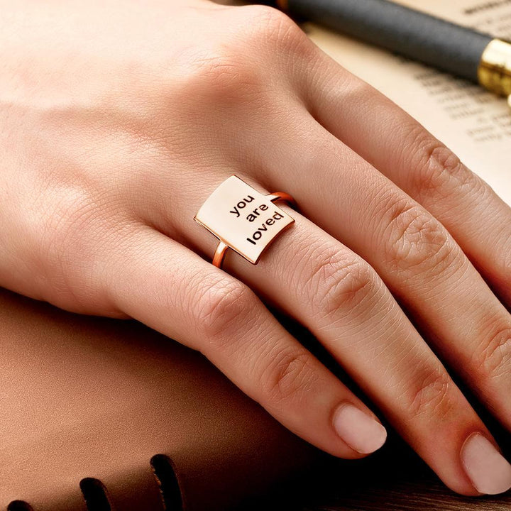 Cissyia.com Personalized Square Engravable Cuff Ring