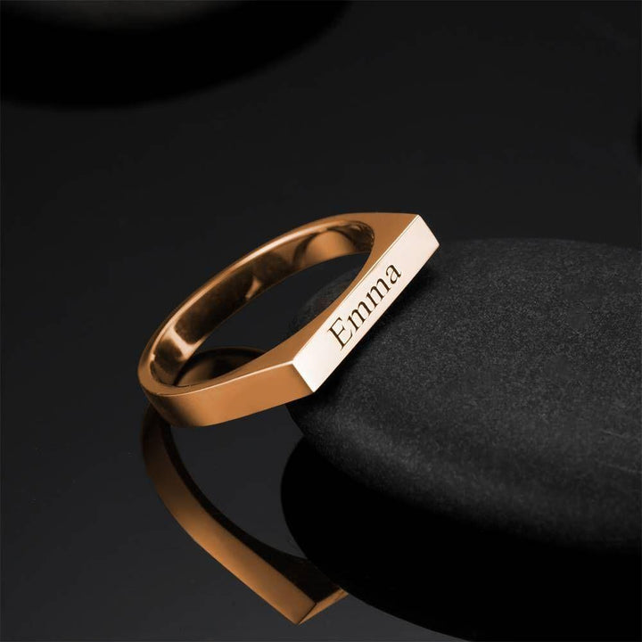 Cissyia.com Platinum Plated Engravable Square Ring