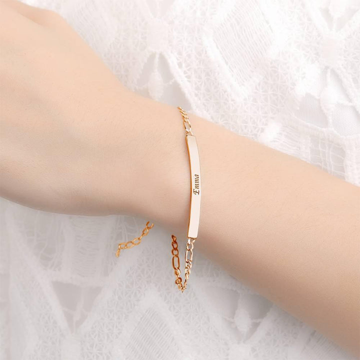 Cissyia.com Rose Gold Plated Personalized Bar Engraved Bracelet