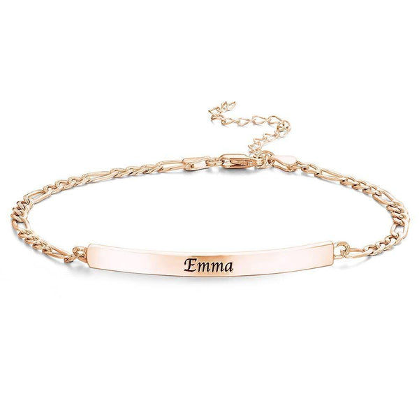 Cissyia.com Rose Gold Plated Personalized Bar Engraved Bracelet