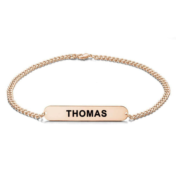 Cissyia.com Men’s Rose Gold Plated Personalized Bar Engraved Bracelet
