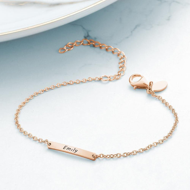 Cissyia.com Rose Gold Plated Personalized Engravable Bar Commemorative Engraved Bracelet for Kids
