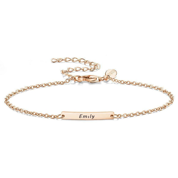 Cissyia.com Rose Gold Plated Personalized Engravable Bar Commemorative Engraved Bracelet for Kids