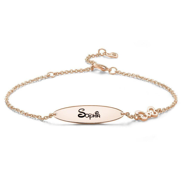 Cissyia.com Rose Gold Plated Personalized Engravable Oval Tag Engraved Bracelet