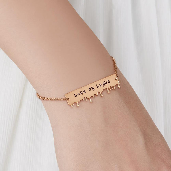 Cissyia.com Rose Gold Plated Personalized Engravable Tag Engraved Bracelet