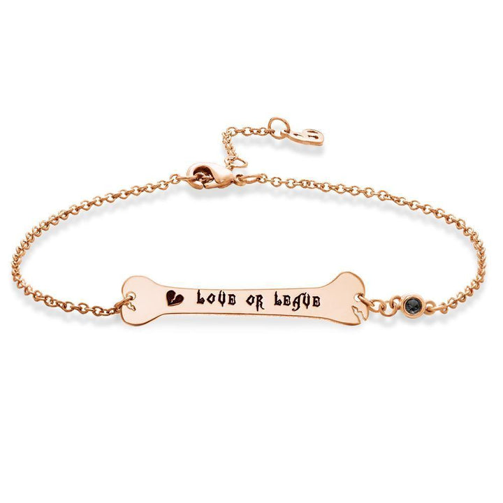 Cissyia.com Rose Gold Plated Personalized Engravable Dog Bone Engraved Bracelet