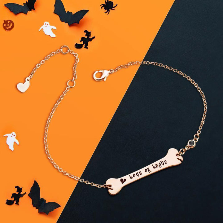 Cissyia.com Rose Gold Plated Personalized Engravable Dog Bone Engraved Bracelet