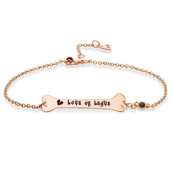 Cissyia.com Rose Gold Plated Personalized Engravable Dog Bone Engraved Bracelet