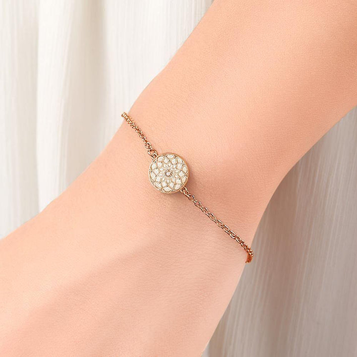Cissyia.com Rose Gold Plated Personalized Dream Catcher Disc Tag Engraved Bracelet