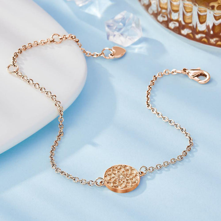 Cissyia.com Rose Gold Plated Personalized Dream Catcher Disc Tag Engraved Bracelet