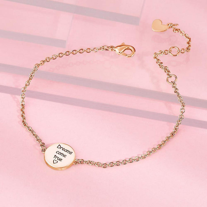 Cissyia.com Rose Gold Plated Personalized Dream Catcher Disc Tag Engraved Bracelet