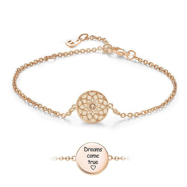 Cissyia.com Rose Gold Plated Personalized Dream Catcher Disc Tag Engraved Bracelet