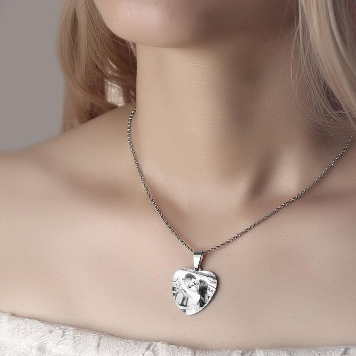 Cissyia.com Personalized Heart Shaped Photo Frame Tag Pendant Necklace