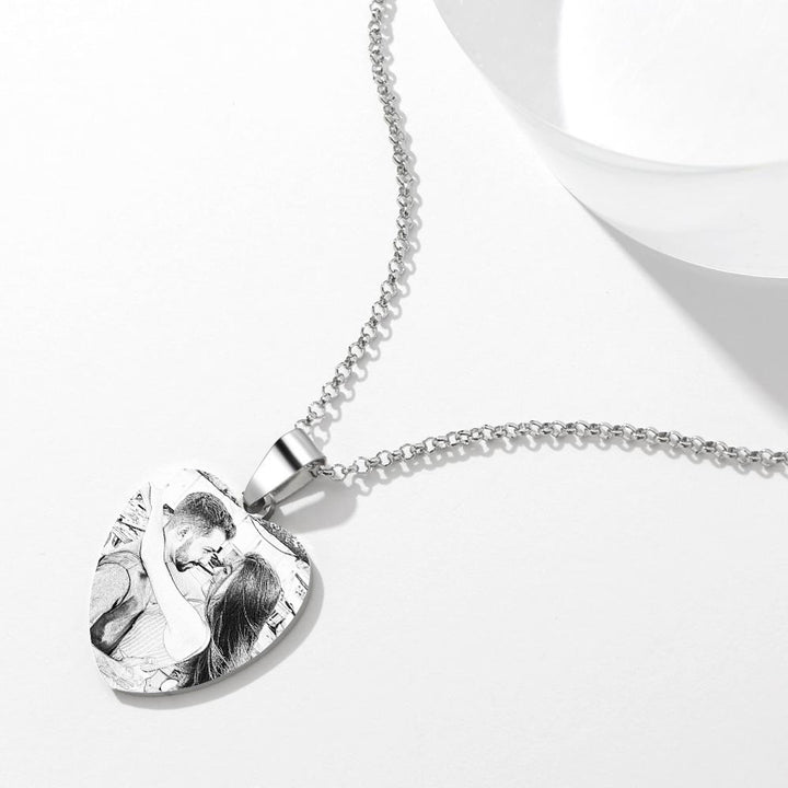 Cissyia.com Personalized Heart Shaped Photo Frame Tag Pendant Necklace