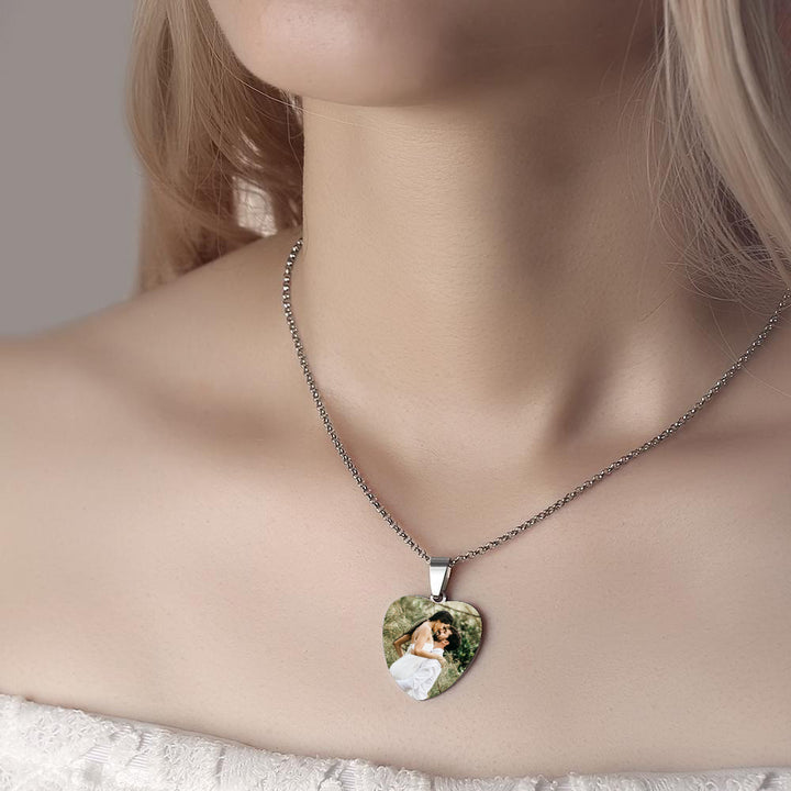 Cissyia.com Personalized Heart Shaped Photo Frame Tag Pendant Necklace