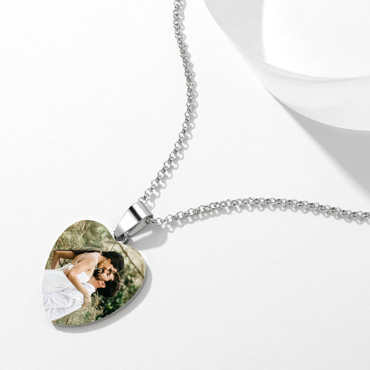 Cissyia.com Personalized Heart Shaped Photo Frame Tag Pendant Necklace