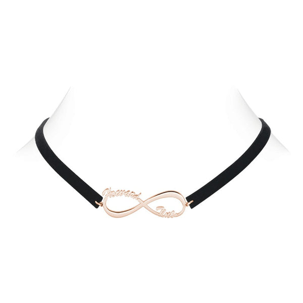 Cissyia.com Black Leather Infinity Name Choker 