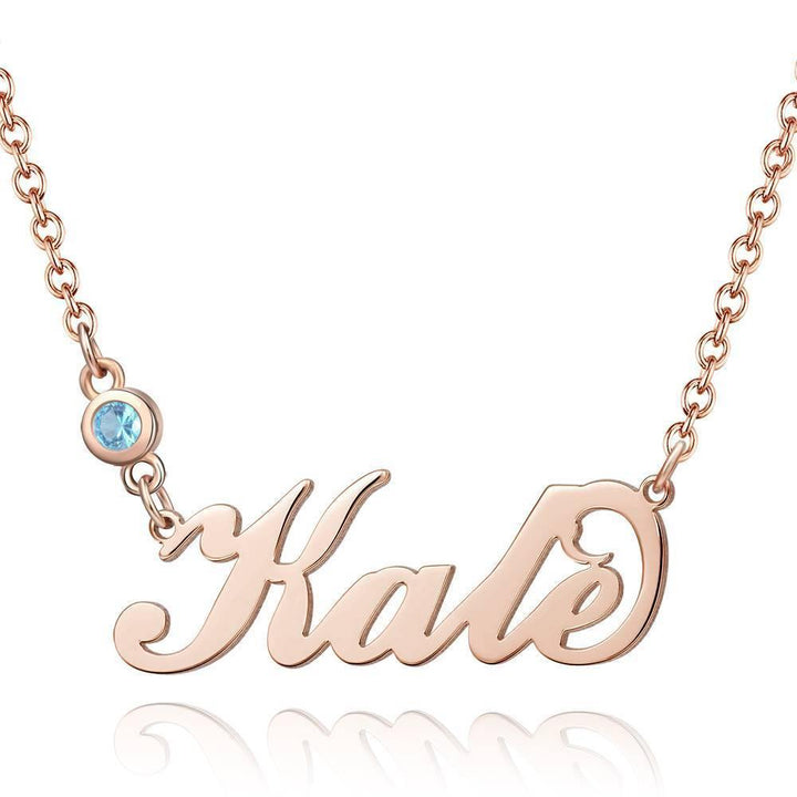 Cissyia.com Personalized Birthstone Name Necklace 14k Gold Plated Silver