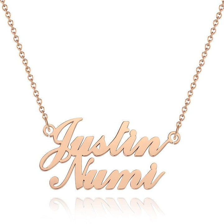 Cissyia.com Rose Gold Plated Personalized Two Names Cut-Out Name Necklace