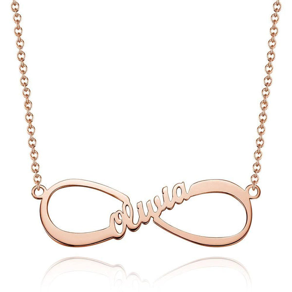 Cissyia.com Rose Gold Plated Personalized Infinity Name Cut-Out Necklace