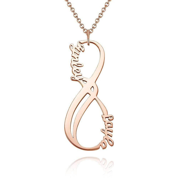 Name Necklace, Infinity Necklace with Two Names 14K Gold Plated - Silver - soufeelus