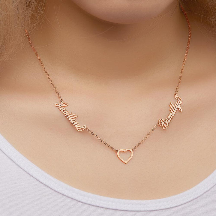 Cissyia.com Personalized Heart Cut-Out and Two Names Cut-Out Name Necklace for Couples