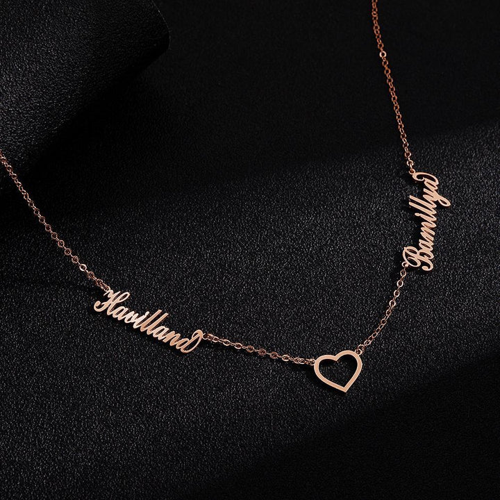 Cissyia.com Personalized Heart Cut-Out and Two Names Cut-Out Name Necklace for Couples