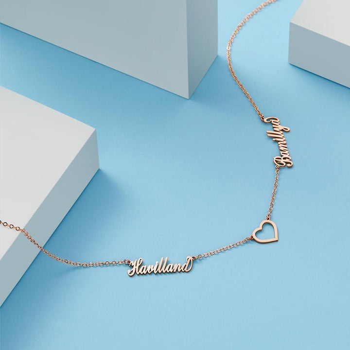 Cissyia.com Personalized Heart Cut-Out and Two Names Cut-Out Name Necklace for Couples