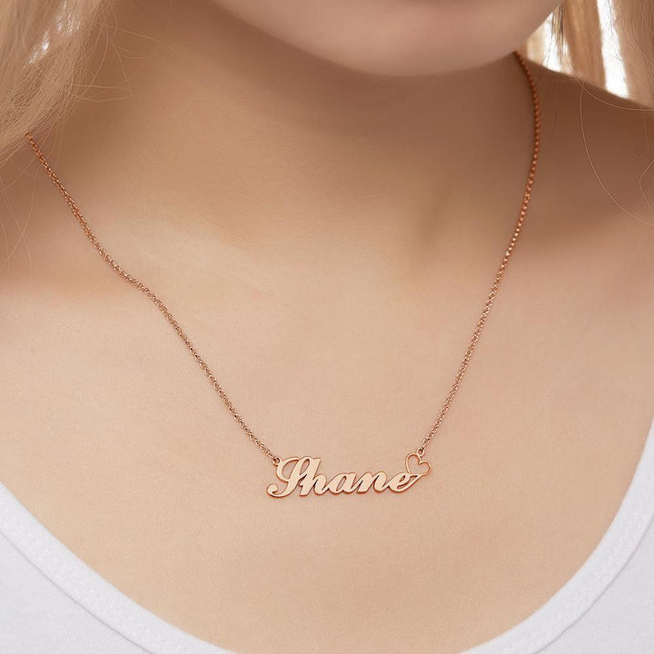 Cissyia.com Rose Gold Plated Personalized Heart Name Cut-Out Necklace