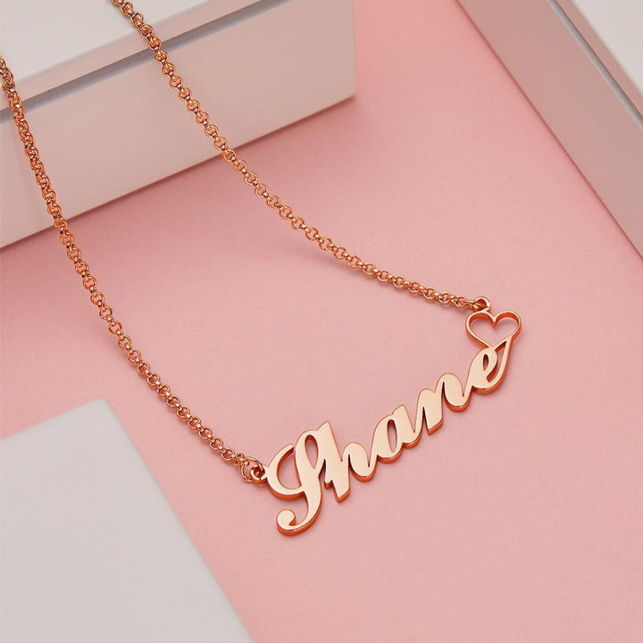 Cissyia.com Rose Gold Plated Personalized Heart Name Cut-Out Necklace