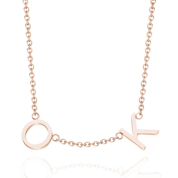 Cissyia.com Rose Gold Plated Personalized Two Initials Necklace