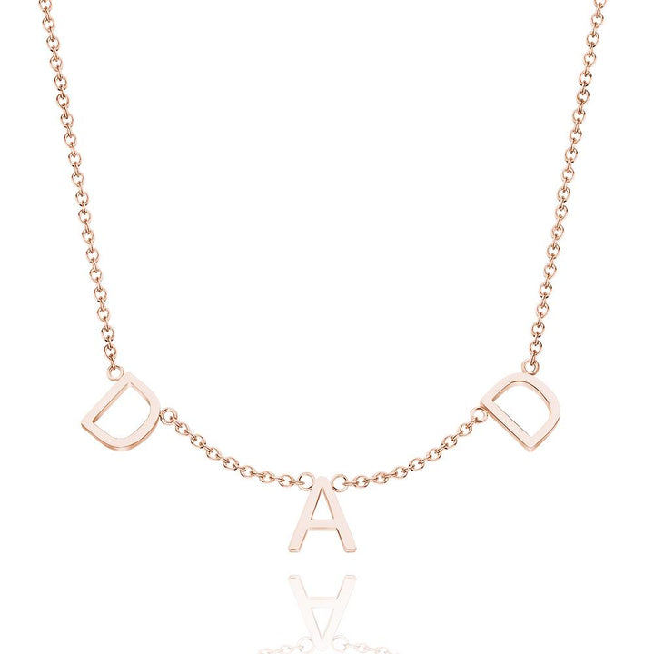 Cissyia.com Rose Gold Plated Personalized Three Initials Cut-Out Name Necklace