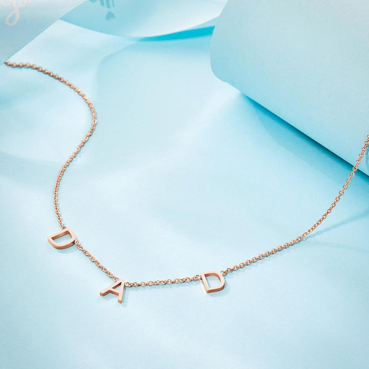 Cissyia.com Rose Gold Plated Personalized Three Initials Cut-Out Name Necklace