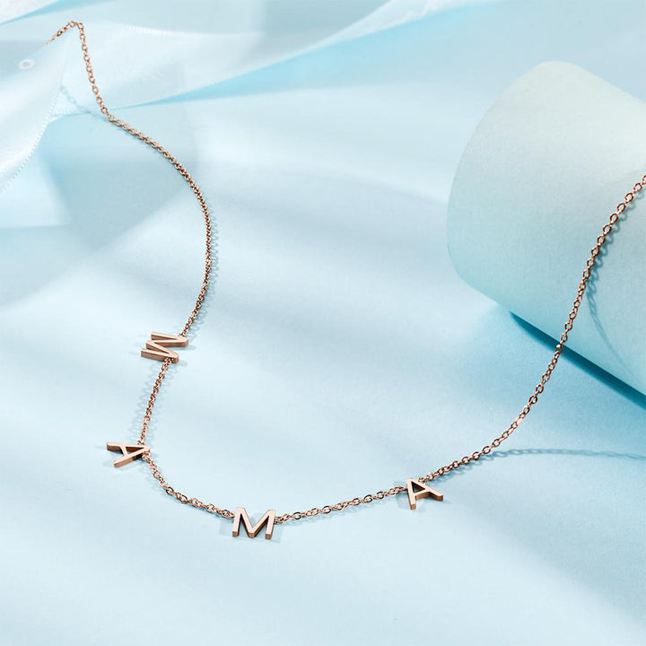 Cissyia.com Personalized Four Initials Cut-Out Name Necklace