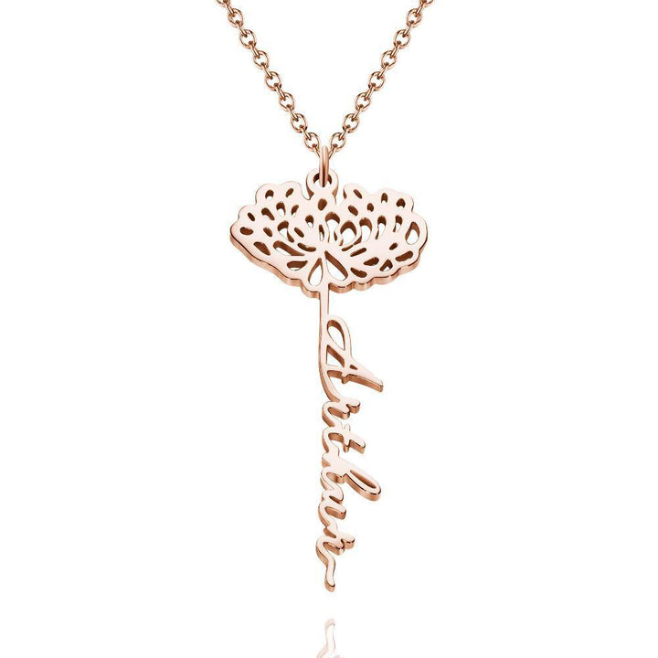 Cissyia.com Rose Gold Plated Personalized Flower and Cut-Out Name Necklace